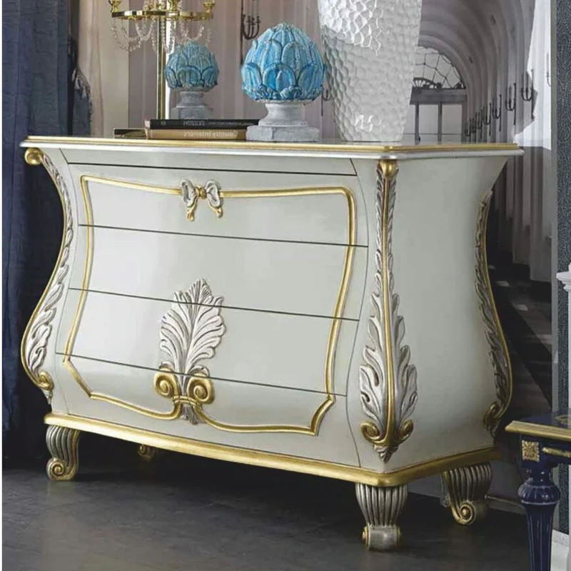 Casa Padrino Luxus Barock Kommode Weiß / Silber / Gold 135 cm - Made in Italy