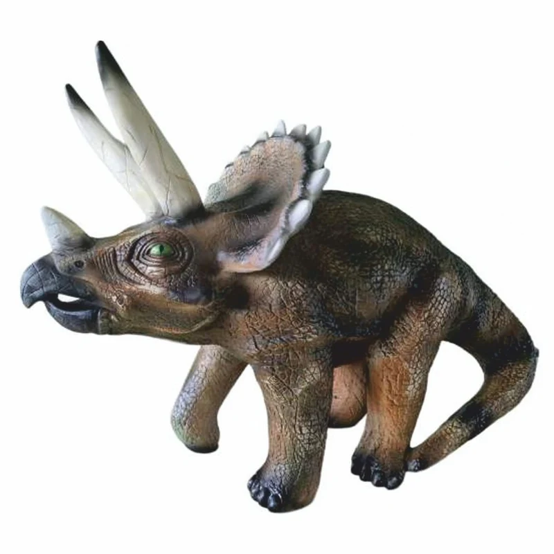 Casa Padrino Deko Skulptur Dinosaurier Triceratops Braun 102 cm - Garten Figur