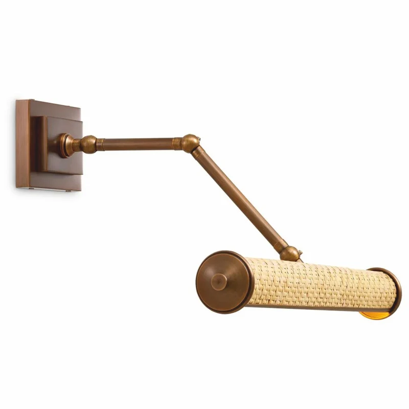 Casa Padrino Luxus Wandleuchte Antik Messing / Naturfarben 43 cm - Luxus Leuchten