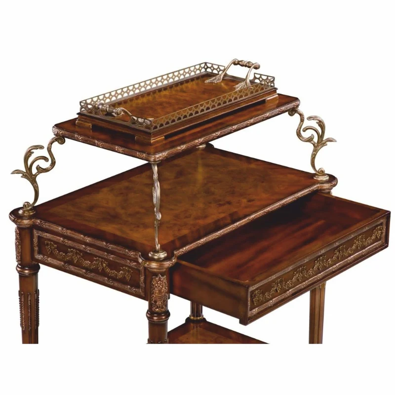 Casa Padrino Luxus Barock Servierwagen Braun / Messing / Silber - Barockstil Teewagen