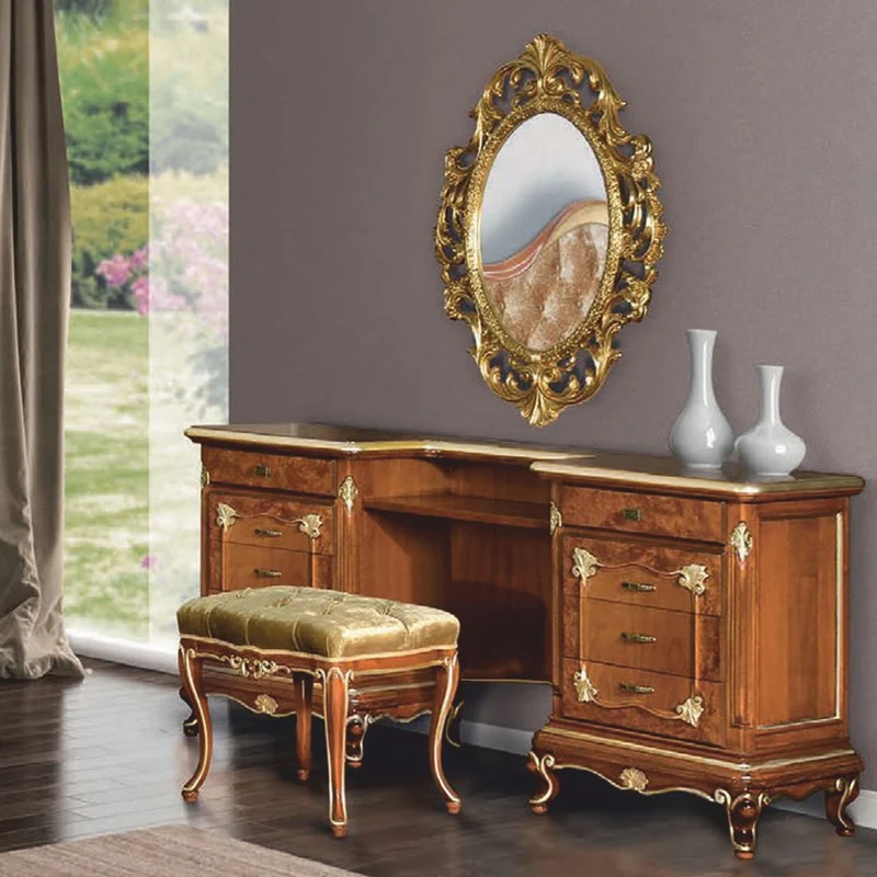 Casa Padrino Luxus Barock Schminkkommoden Set Braun / Gold - Barock Möbel - Made in Italy