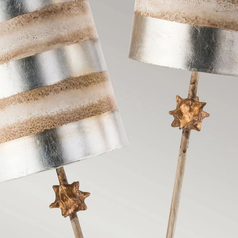 Casa Padrino Luxus Doppel Tischleuchte Silber / Creme H. 102,7 cm - Luxus Leuchten
