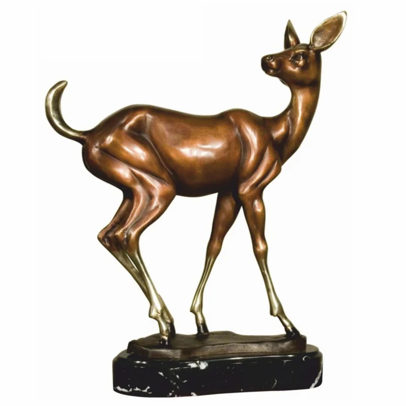Casa Padrino Luxus Deko Skulptur Reh Bronze / Gold / Schwarz H. 42 cm - Bronze Figur