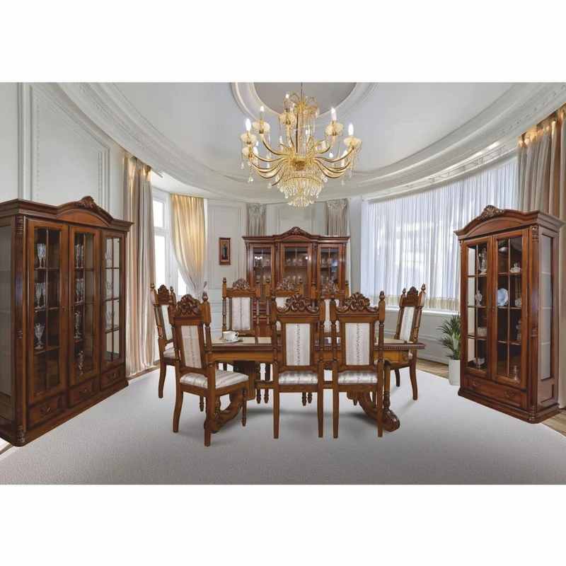 Casa Padrino Luxus Barock Esszimmer Set Braun / Silber - 1 Ausziehbarer Esstisch & 8 Stühle