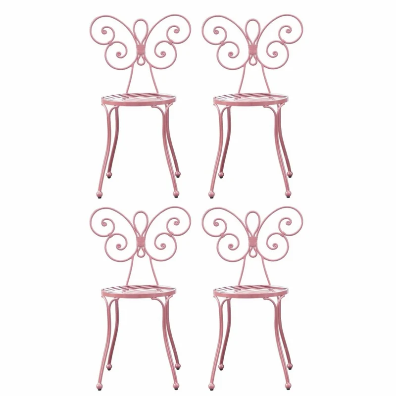 Casa Padrino Jugendstil Gartenstuhl 4er Set Rosa H. 85 cm - Garten Möbel