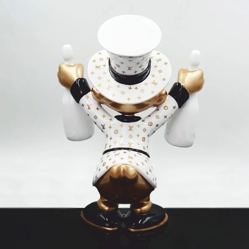 Casa Padrino Deko Figur Ente Weiß / Gold / Schwarz H. 45 cm - Deko Skulptur