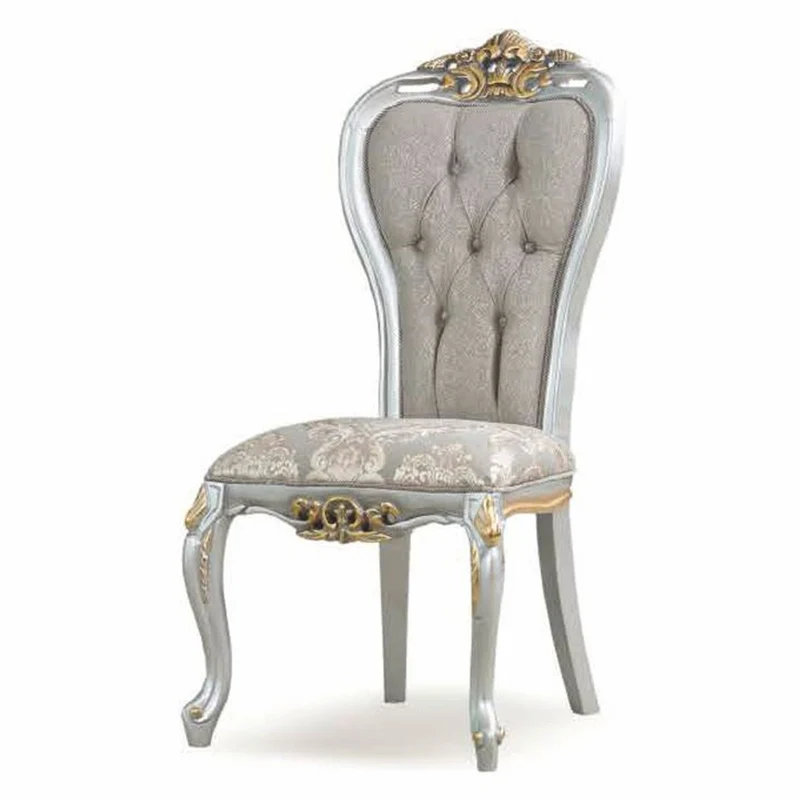 Casa Padrino Luxus Barock Esszimmer Stuhl Grau / Silber / Gold - Barock Möbel