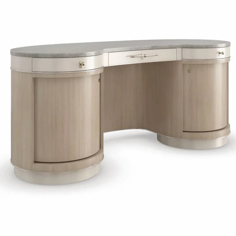 Casa Padrino Luxus Schminktisch Grau / Braun / Gold 171 cm - Hotel & Schlafzimmer Möbel