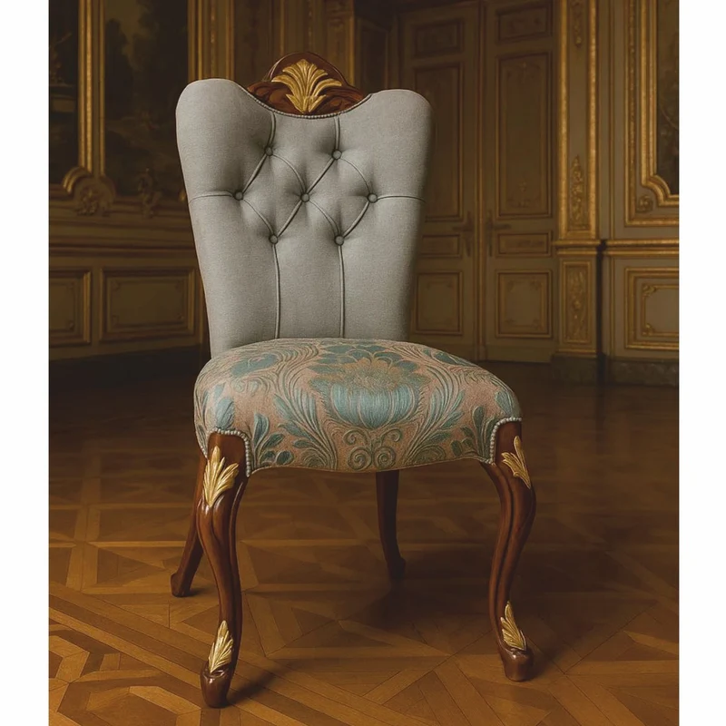 Casa Padrino Luxus Barock Esszimmer Stuhl Grau / Türkis / Braun / Gold - Barock Möbel