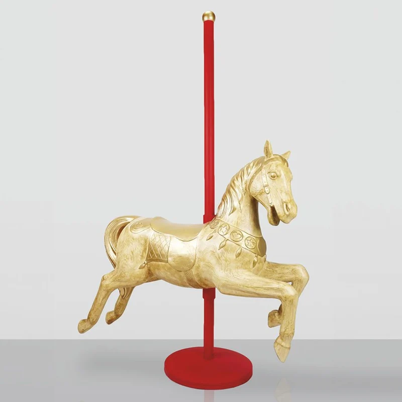 Casa Padrino Luxus Deko Kinderkarussell mit Pferd Gold / Rot 150 x H. 200 cm