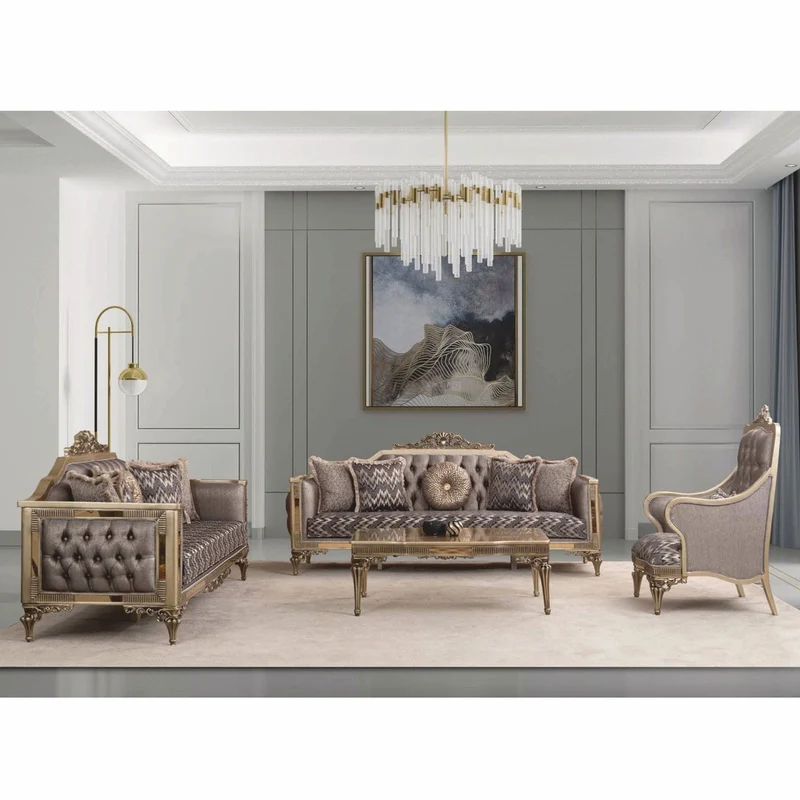 Casa Padrino Luxus Barock Wohnzimmer Sofa Grau / Gold 230 cm - Barock Möbel