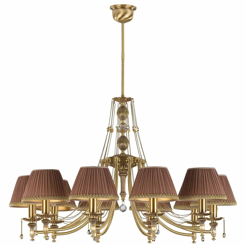 Casa Padrino Luxus Barock Kristall Kronleuchter Messing mit Patina / Dunkelbraun / Gold Ø 86 x H. 70 cm