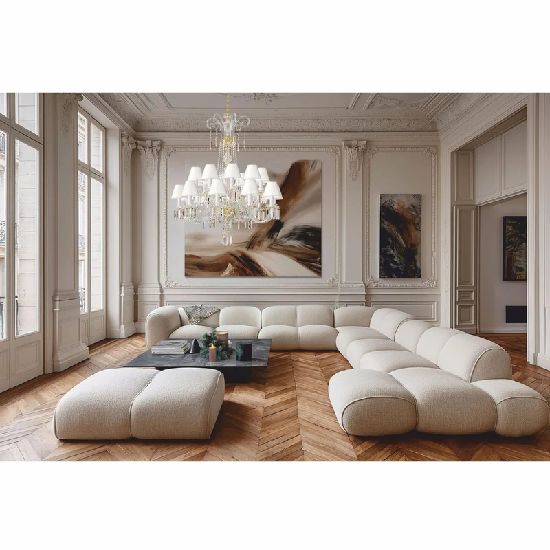 Casa Padrino Luxus Barock Kristall Kronleuchter Gold / Weiß Ø 117 x H. 217 cm - Barock Möbel