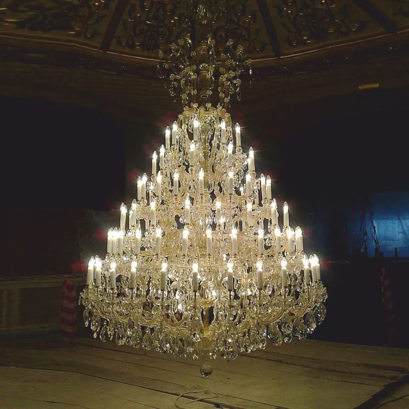 Casa Padrino Luxus Barock Kristallglas Kronleuchter Gold H. 310 cm - Schloss Kronleuchter