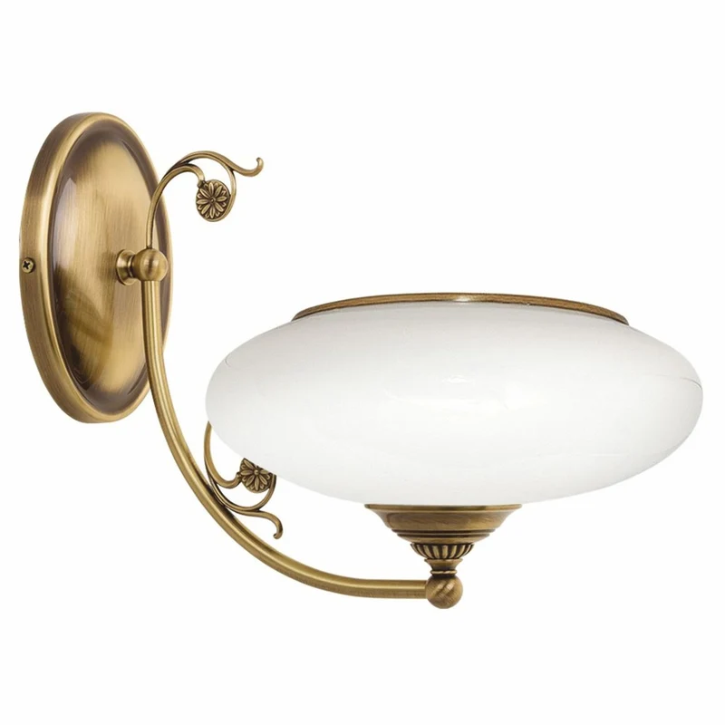 Casa Padrino Luxus Barock Wandleuchte Messing mit Patina / Weiß H. 27 cm - Barock Leuchten