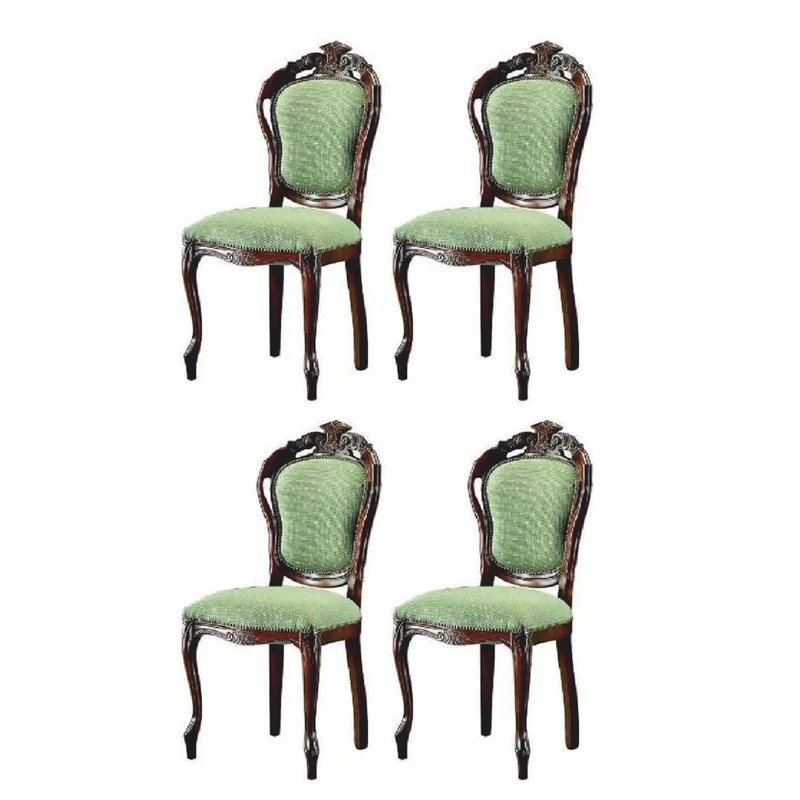 Casa Padrino Luxus Barock Esszimmer Stuhl 4er Set Grün / Dunkelbraun H. 100 cm - Barock Esszimmer Möbel