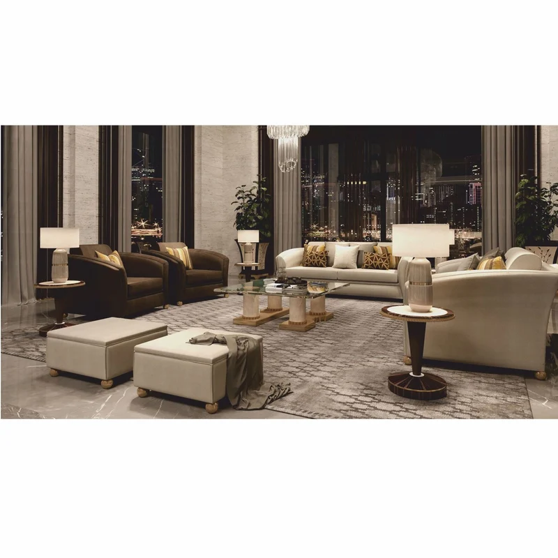 Casa Padrino Luxus Beistelltisch Creme / Dunkelbraun / Bronze Ø 51 x H. 66 cm - Made in Italy