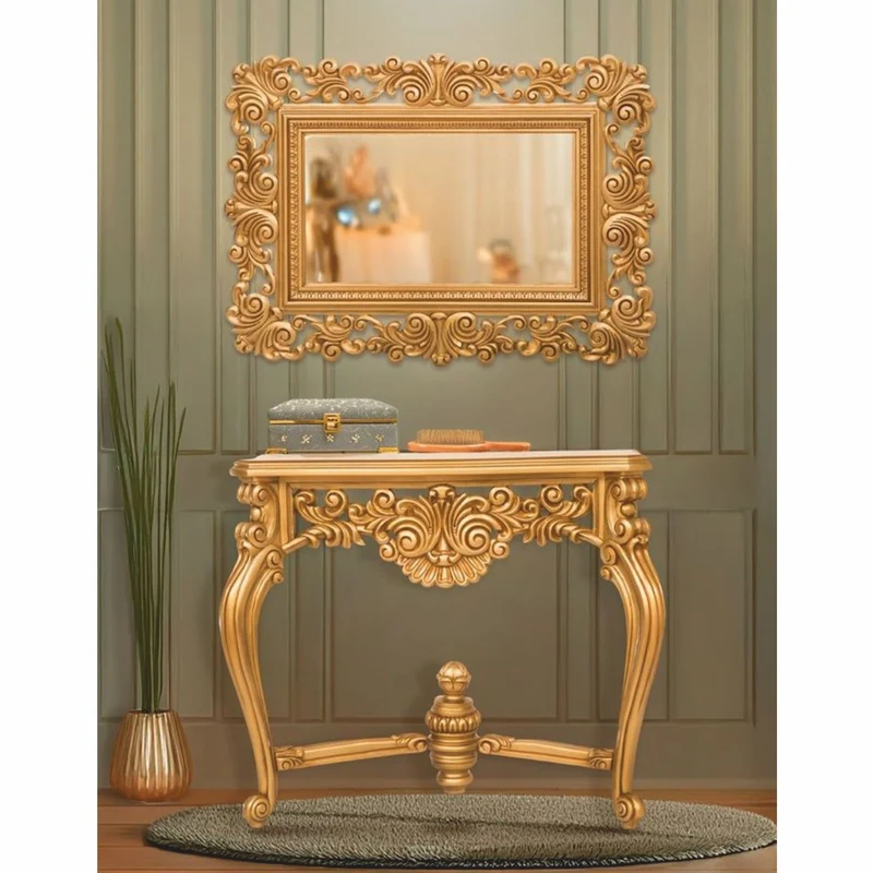 Casa Padrino Luxus Barock Konsole mit Wandspiegel Gold - Prunkvolle Barock Möbel
