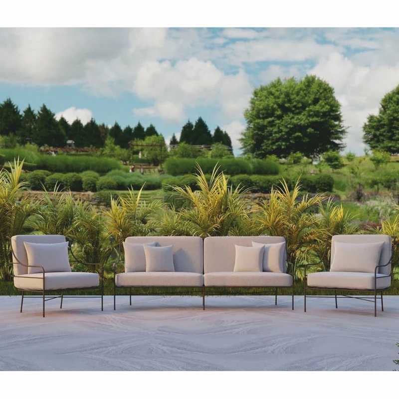 Casa Padrino Luxus Schmiedeeisen Sofa Schwarz / Grau 210 cm - Hotel & Garten Sofa