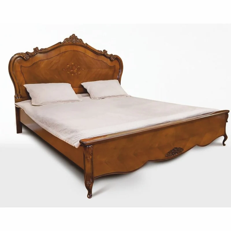 Casa Padrino Luxus Barock Doppelbett Braun - Handgefertigte Barockstil Schlafzimmer Möbel