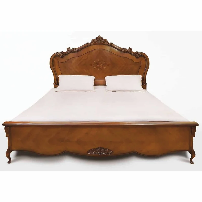 Casa Padrino Luxus Barock Doppelbett Braun - Handgefertigte Barockstil Schlafzimmer Möbel