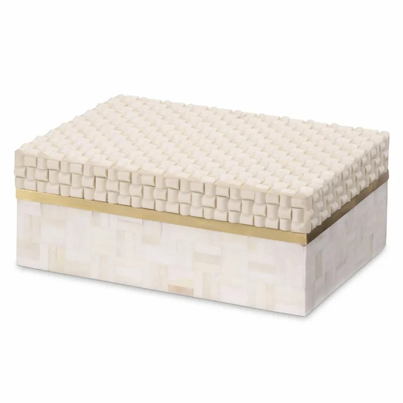 Casa Padrino Luxus Aufbewahrungsbox Creme / Vintage Messing 28,5 cm - Luxus Accessoires