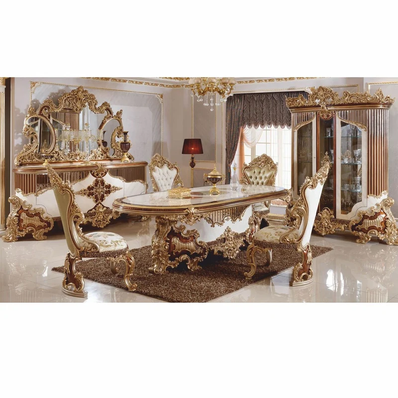 Casa Padrino Luxus Barock Esszimmer Stuhl 6er Set - Prunkvolle Barockstil Esszimmer Möbel