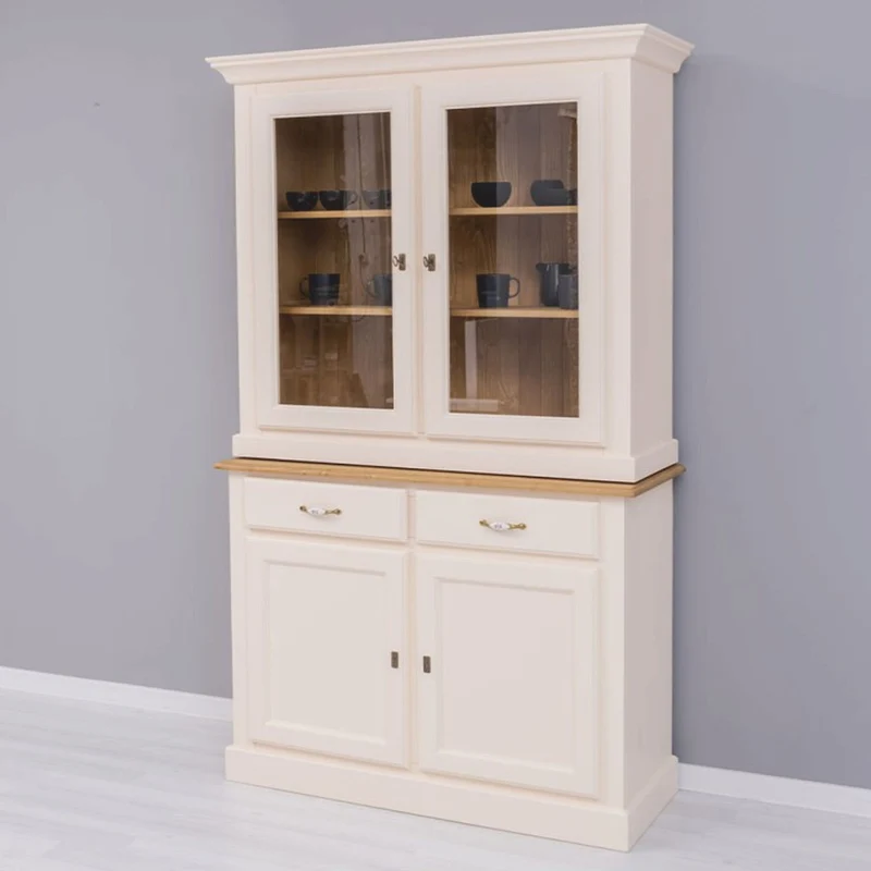 Casa Padrino Landhausstil Esszimmer Schrank Creme / Naturfarben 126 x 45 x H. 200 cm - Esszimmer Möbel