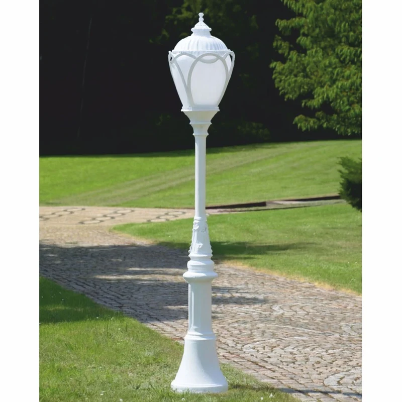 Casa Padrino Jugendstil Gartenlaterne Weiß H. 389,5 cm - Außenbeleuchtung