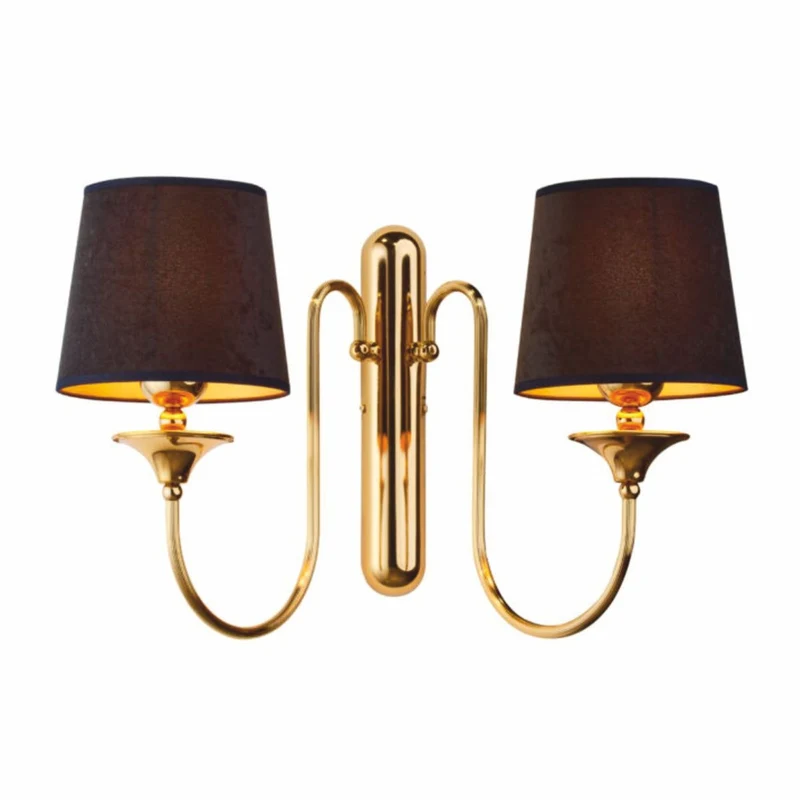 Casa Padrino Luxus Jugendstil Doppel Wandleuchte Gold / Braun / Schwarz 57 cm
