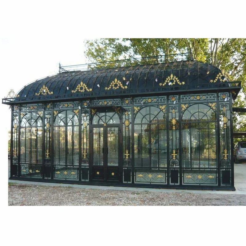 Casa Padrino Jugendstil Gartenhaus Schwarz / Gold 856 x 456 x H. 516 cm