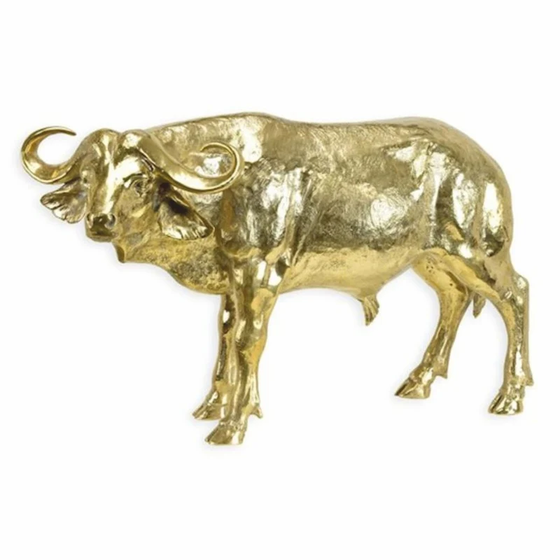 Casa Padrino Luxus Bronze Deko Skulptur Büffel Gold 54 cm - Deko Figur
