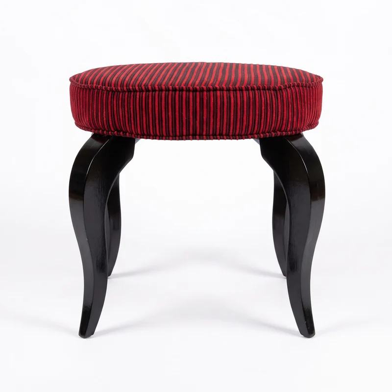 Casa Padrino Barock Hocker Rot / Schwarz H. 49 cm - Barockstil Möbel