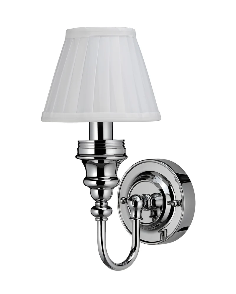 Badrumslampa Burlington - Vägglampa med vit tygskärm