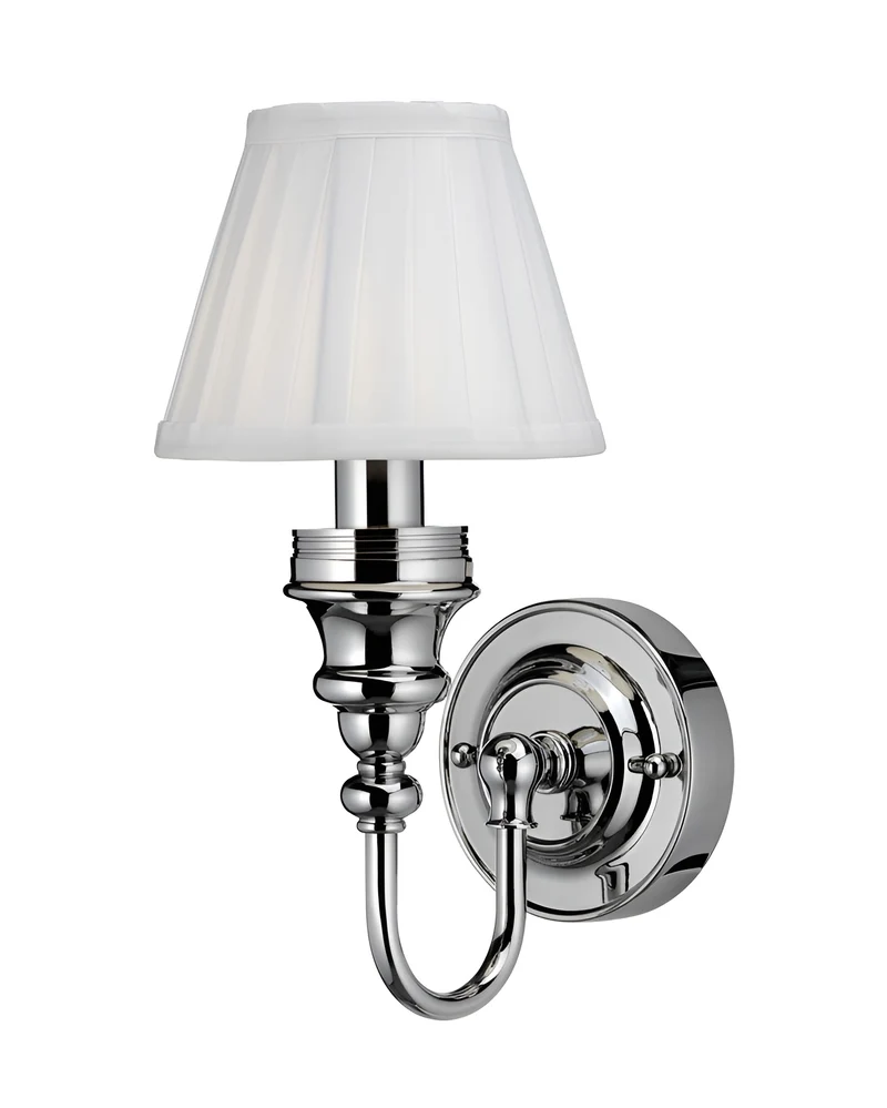 Badrumslampa Burlington - Vägglampa med vit tygskärm