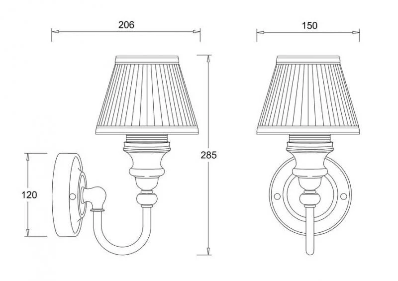 Badrumslampa Burlington - Vägglampa med vit tygskärm