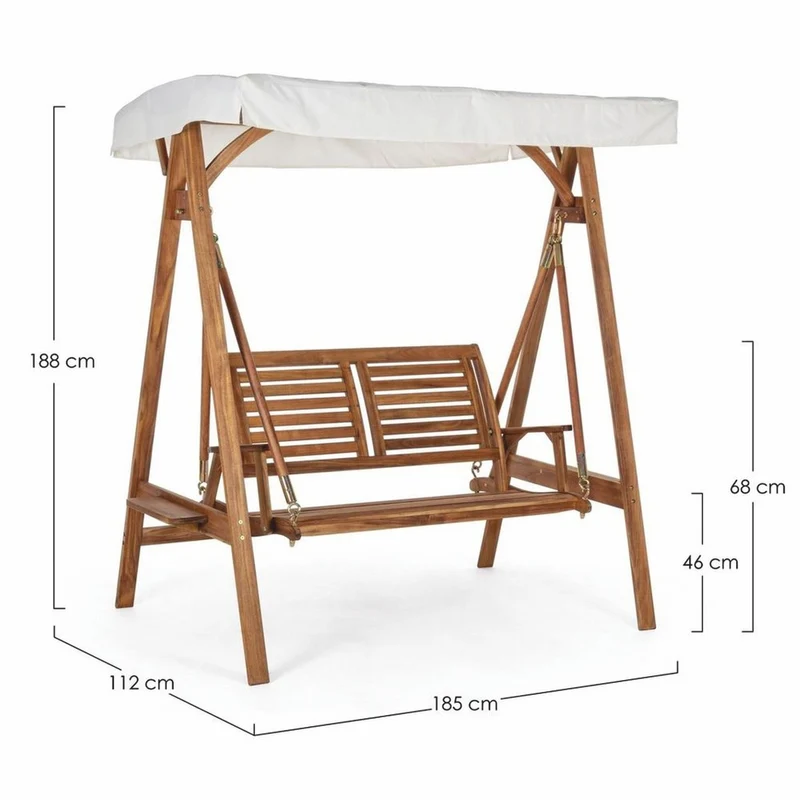 Casa Padrino Luxus Hollywood Schaukel Braun / Weiß 185 cm - Garten Schaukel