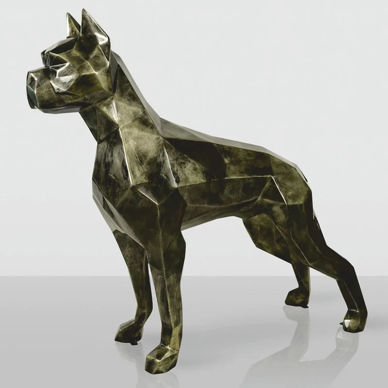 Casa Padrino XXL Deko Skulptur Boxer Hund Antik Gold 190 cm - Riesige Garten Figur