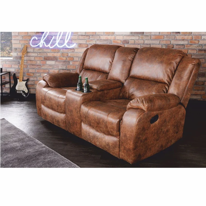 Casa Padrino Kunstleder 2er Kinosessel Antik Braun 188 cm - Wohnzimmer Möbel