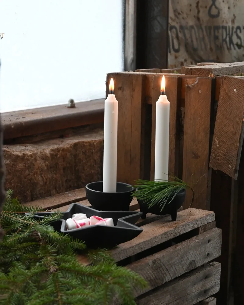 Ljusstake - Svart gjutjärn värmeljus och stearinljus