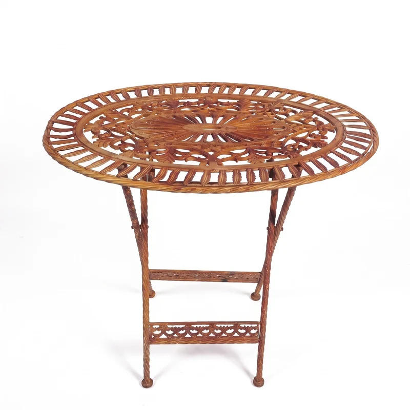 Casa Padrino Jugendstil Gartentisch Rost 70 x 54 x H. 74 cm - Klappbarer Garten Esstisch
