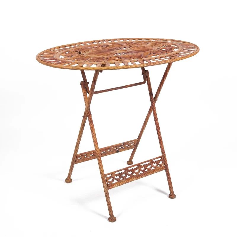 Casa Padrino Jugendstil Gartentisch Rost 70 x 54 x H. 74 cm - Klappbarer Garten Esstisch