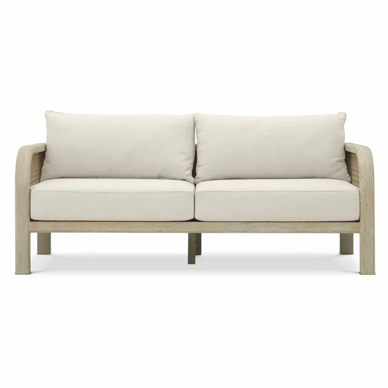 Casa Padrino Luxus Teakholz Garten Sofa Sandfarben / Beige 194 cm - Garten Möbel