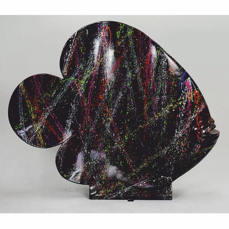 Casa Padrino XXL Deko Skulptur Fisch Schwarz / Bunt H. 110 cm - Deko Figur