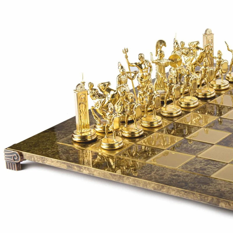 Casa Padrino Luxus Schach Set Gold / Braun / Bronze 54 x 54 cm - Griechisches Schachspiel