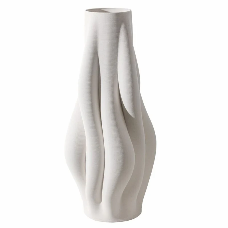 Casa Padrino Luxus Vase Weiß H. 48 cm - Keramik Blumenvase - Deko Accessoires