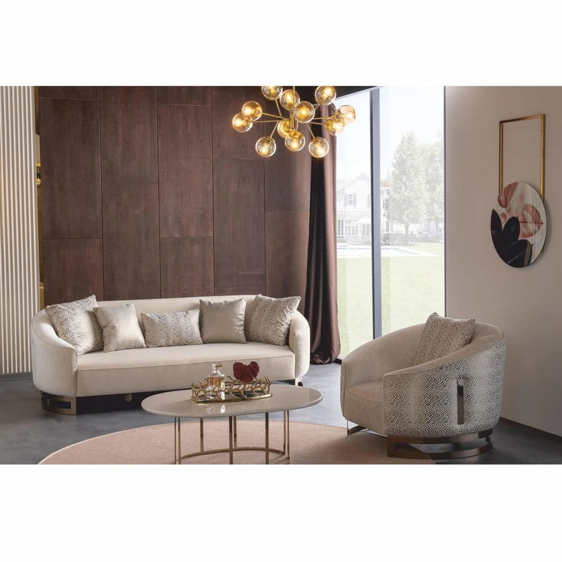 Casa Padrino Luxus Sessel Grau / Weiß / Bronze - Wohnzimmer & Hotel Möbel