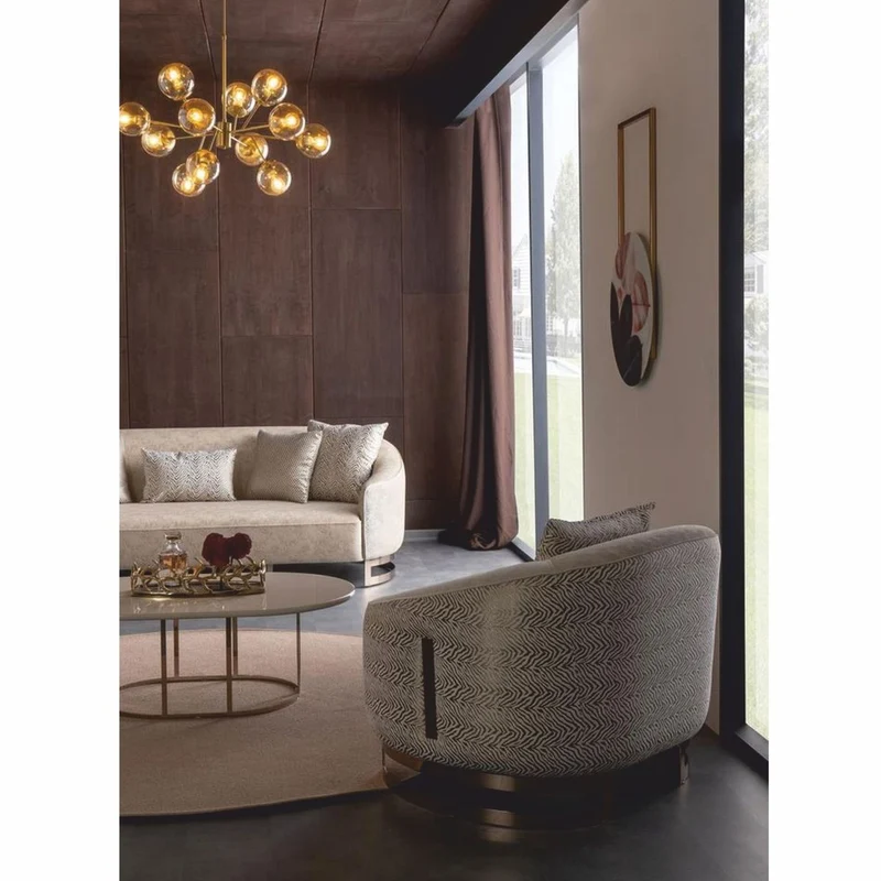 Casa Padrino Luxus Sessel Grau / Weiß / Bronze - Wohnzimmer & Hotel Möbel