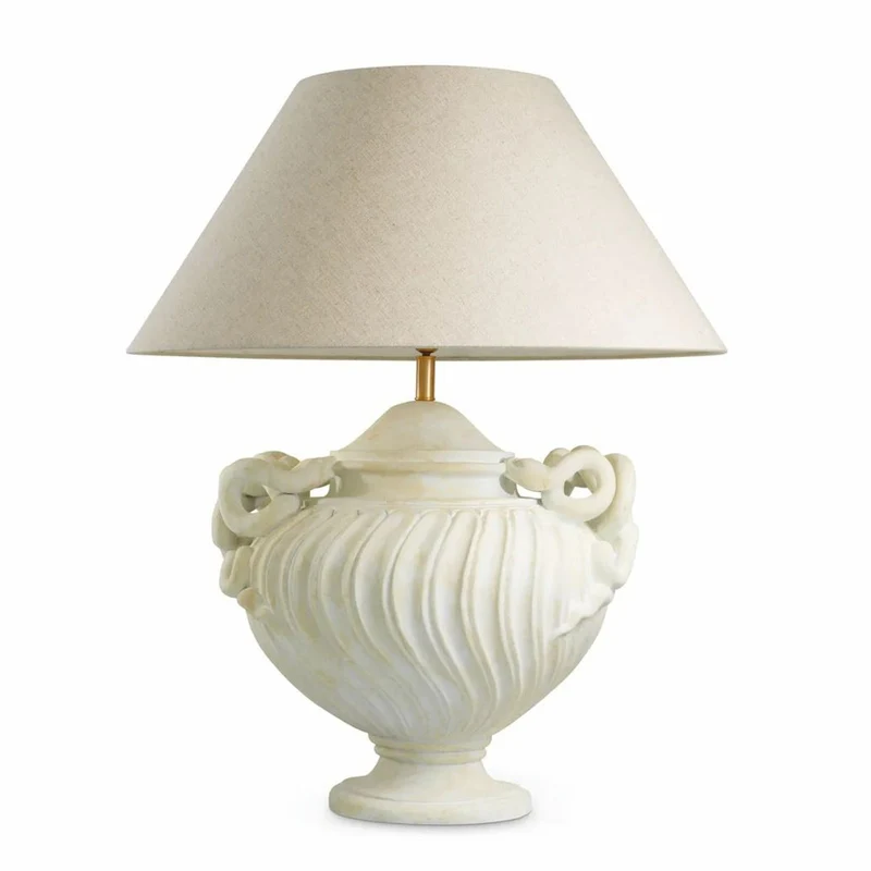 Casa Padrino Luxus Barock Tischleuchte Antik Weiß / Messing / Creme Ø 80 x H. 97 cm