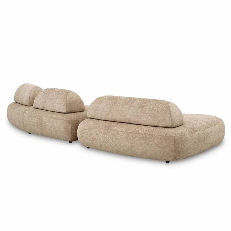 Casa Padrino Luxus Sofa Sandfarben / Schwarz - Modulares 2-Teiliges Wohnzimmer Sofa